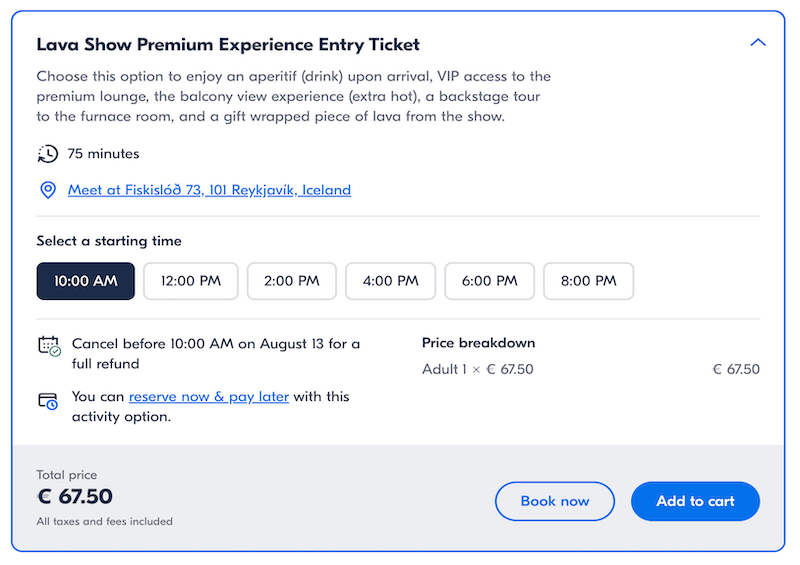 Premium ticket