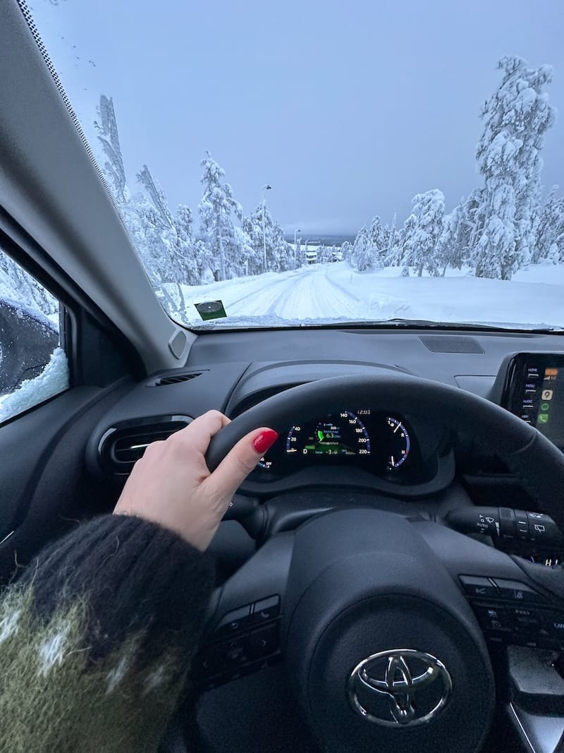 Driving on the road Ruka Peak is on