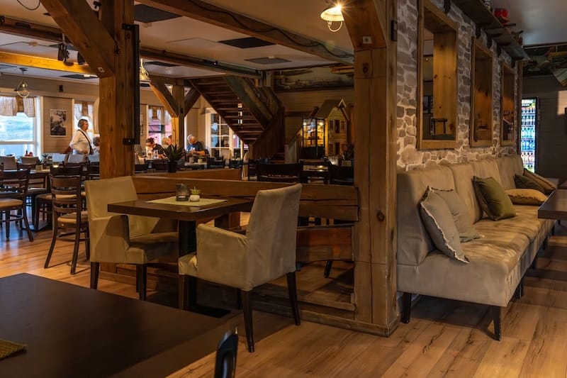 Inside Båtsfjord Brygge Arctic Resort's restaurant