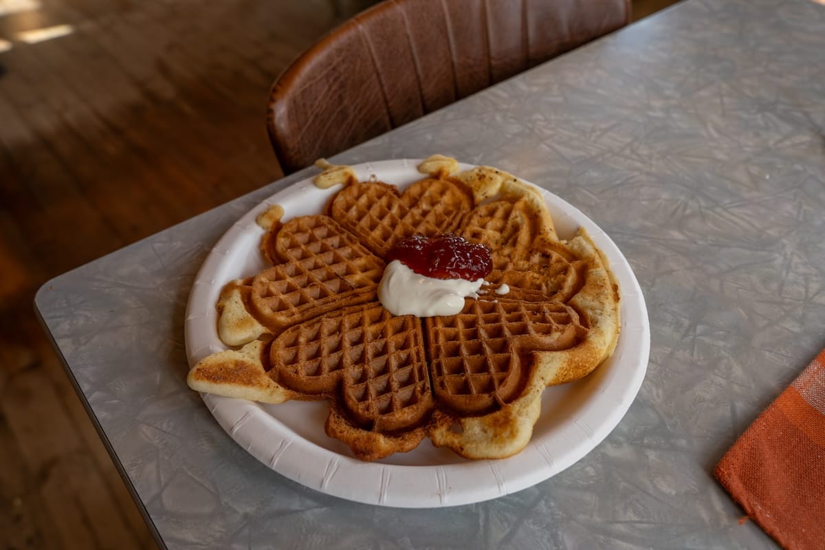 Waffle inside Kongsfjord Landhandel & Cafe