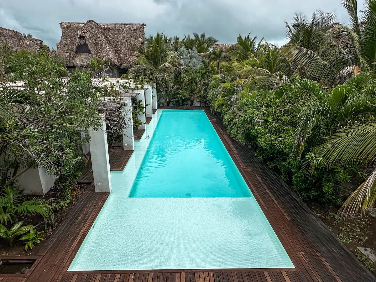 The swim-up pool suites are on the left