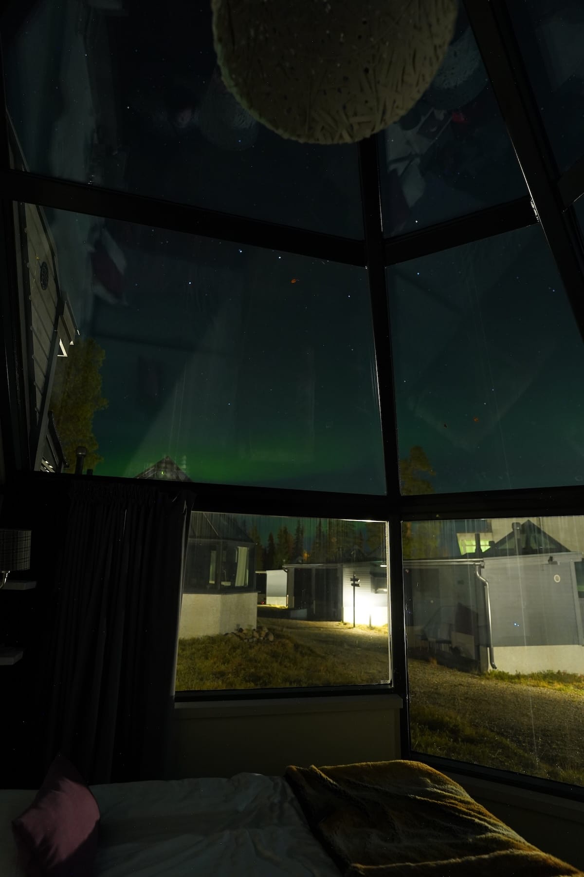 Inside Santa's Aurora in Luosto - glares galore!