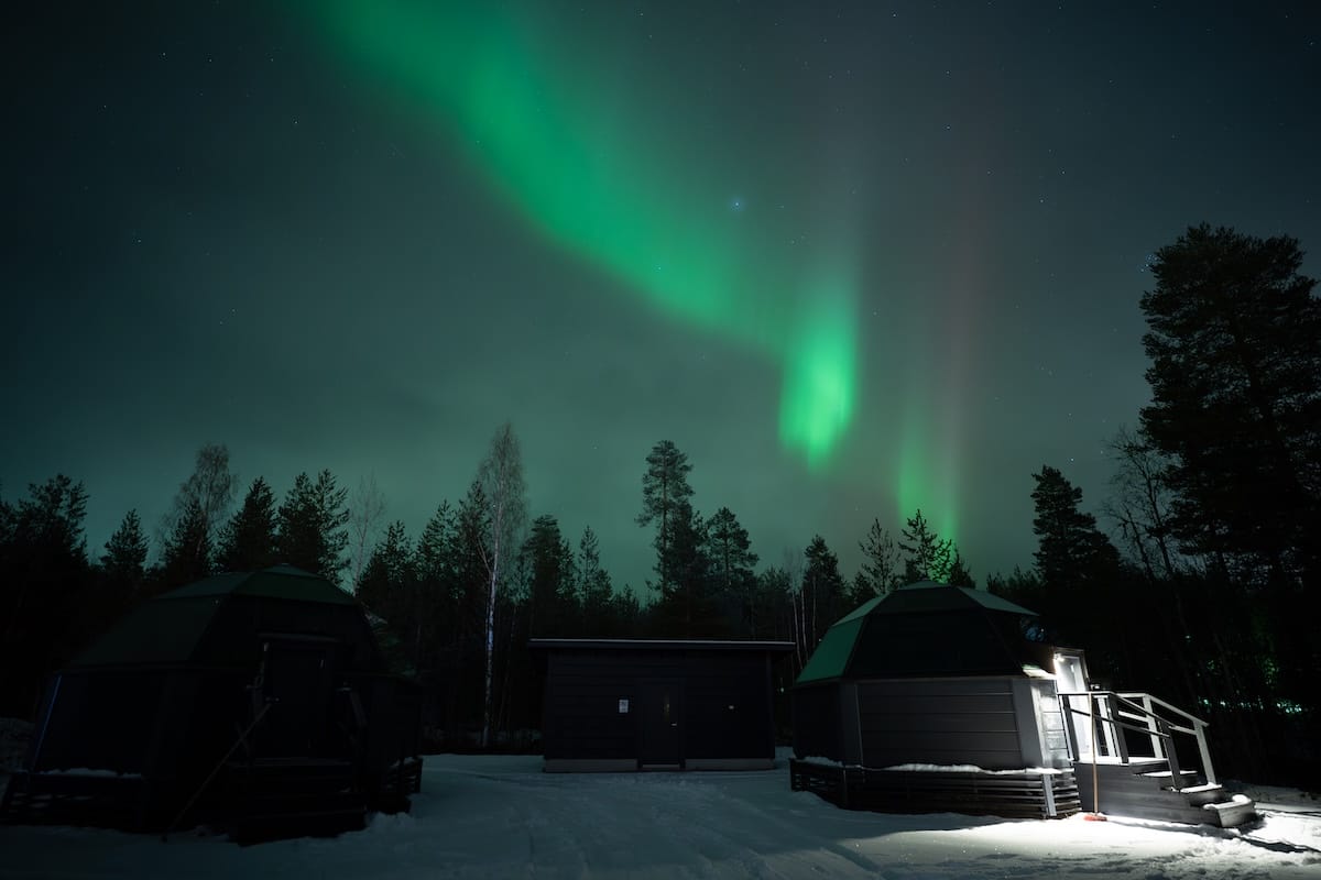 Arctic SnowHotel igloo light on