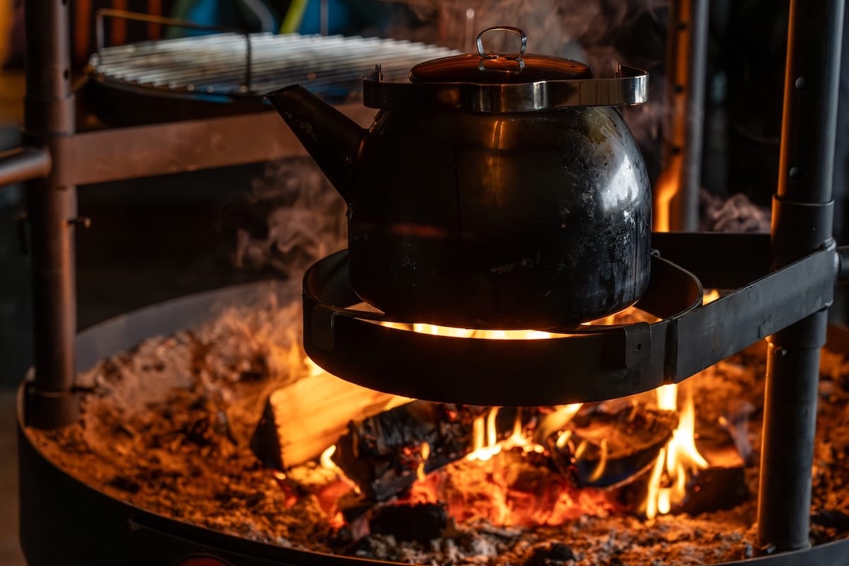Cozy fire to warm up with after the feeding