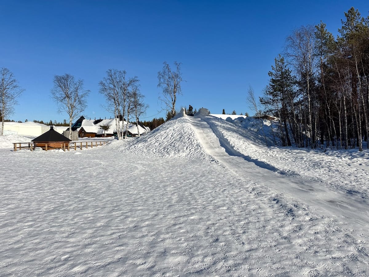 Sled hill by the lake