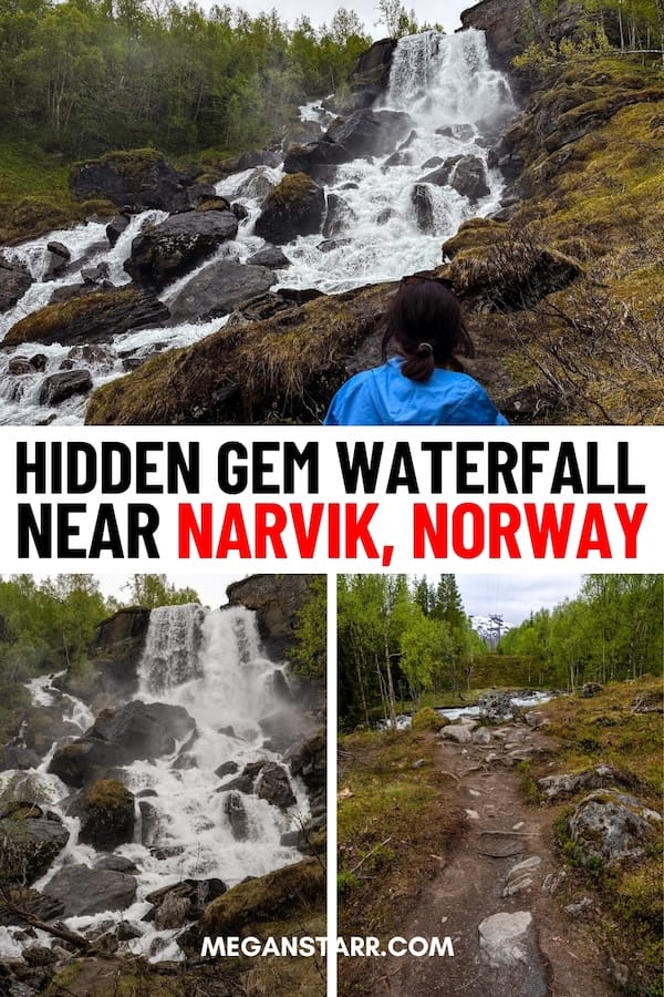 Are you planning to visit Sir Henri's Waterfall in Norway? This is one of the best stops between Bardufoss and Narvik and my guide details how to visit this gem! | Waterfalls in Norway | Off the path Norway | Norway waterfalls | Hidden gems in Norway | Waterfalls near Tromsø | Waterfalls near Bardufoss | Things to do in Bardufoss | Waterfalls near Narvik | Narvik waterfalls | Bardufoss waterfalls