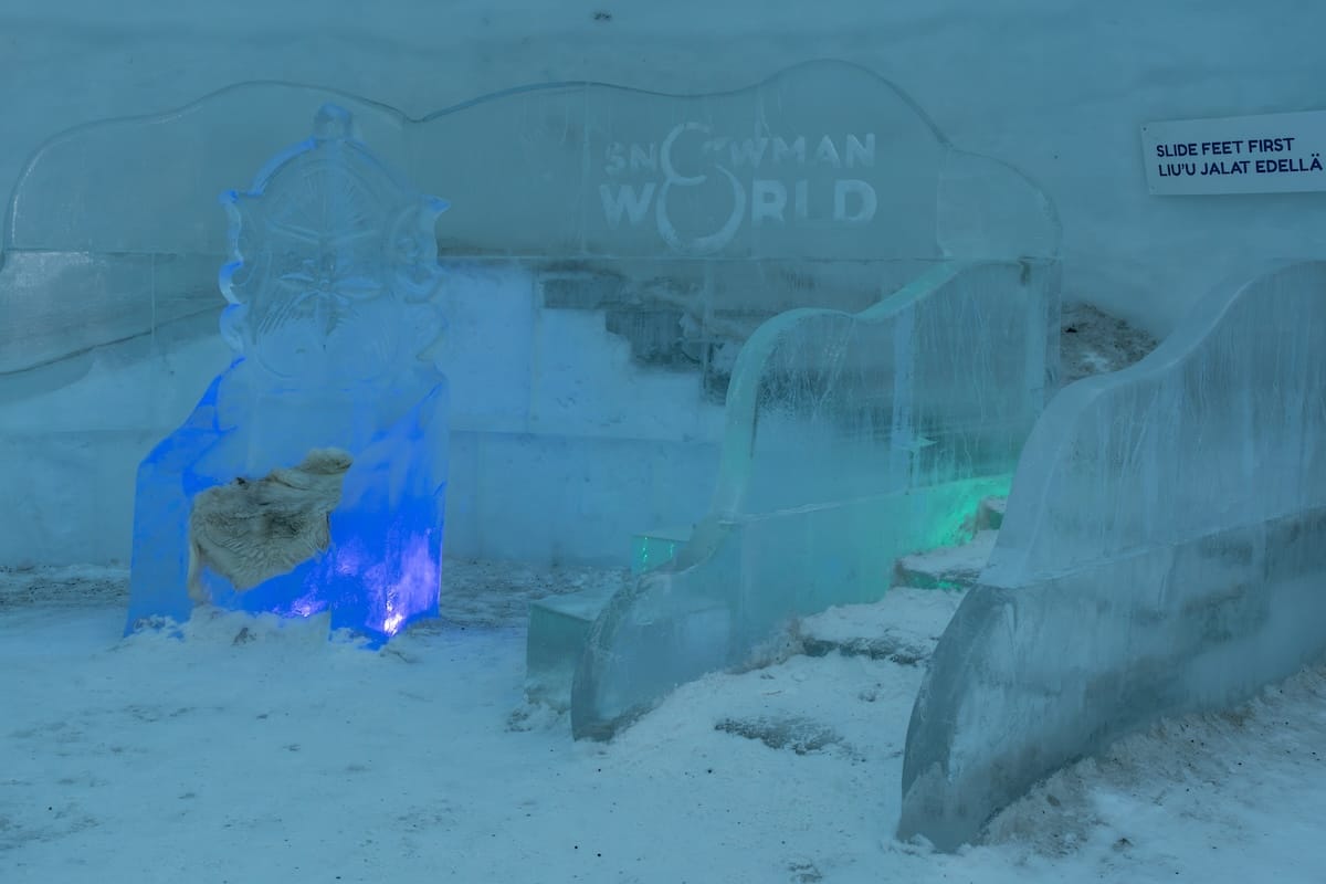 Indoor slide at Snowman World - room is accessible (slide is not, of course)