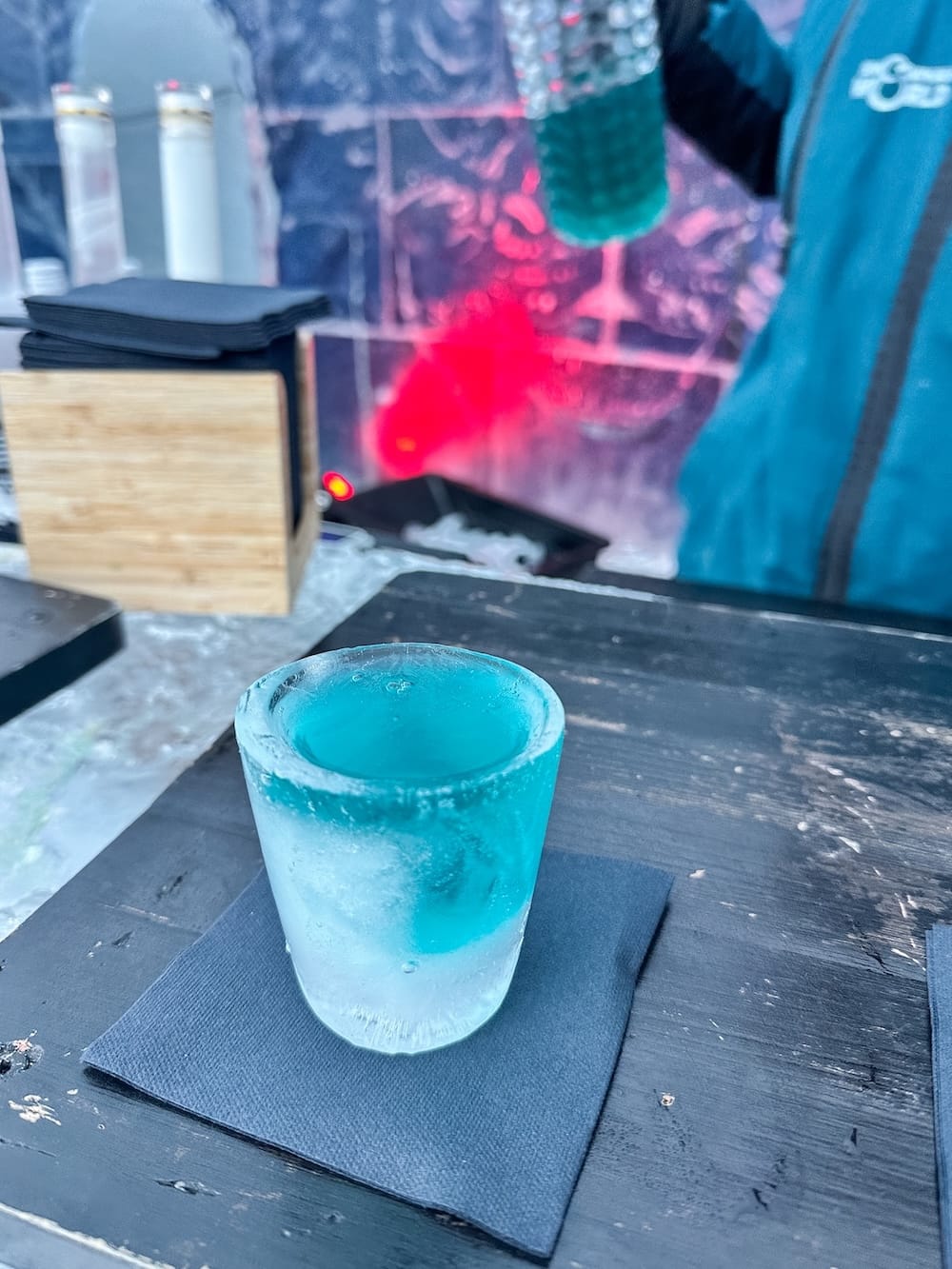 Ice bar drink in an ice glass