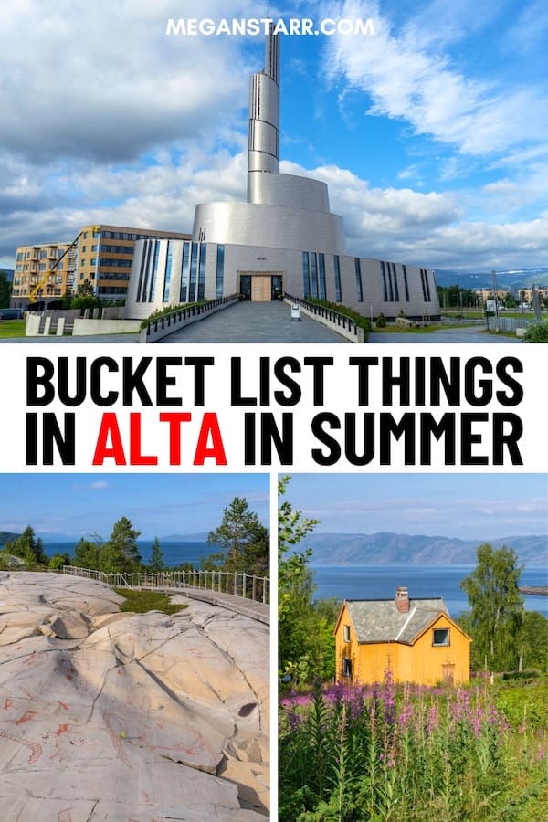 Considering visiting Alta in summer? Summer in Alta, Norway is less popular than winter but still worth the journey! This is what to know do on your trip! | Alta, Norway in summer | Summer in Alta, Norway | Alta in July | Alta in June | Alta in August | Things to do in Alta, Norway | Alta itinerary | Alta boat tours | Midnight sun in Alta | Places to visit in Northern Norway | Finnmark, Norway | What to do in Alta | Alta restaurants | Where to stay in Alta | Alta tours | Alta rock art | Alta museum | Hiking in Alta, Norway