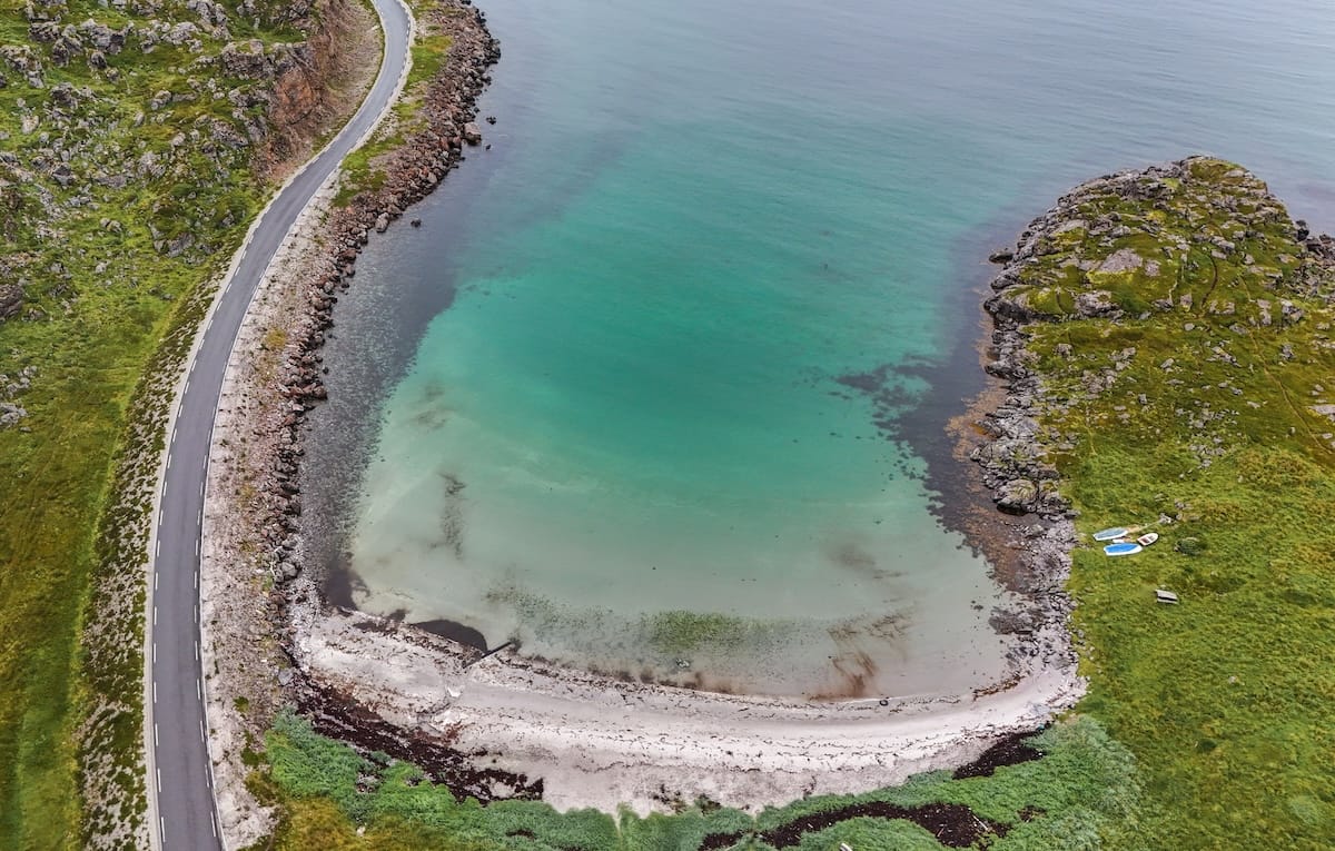 Drone views over Selvika restarea along the route