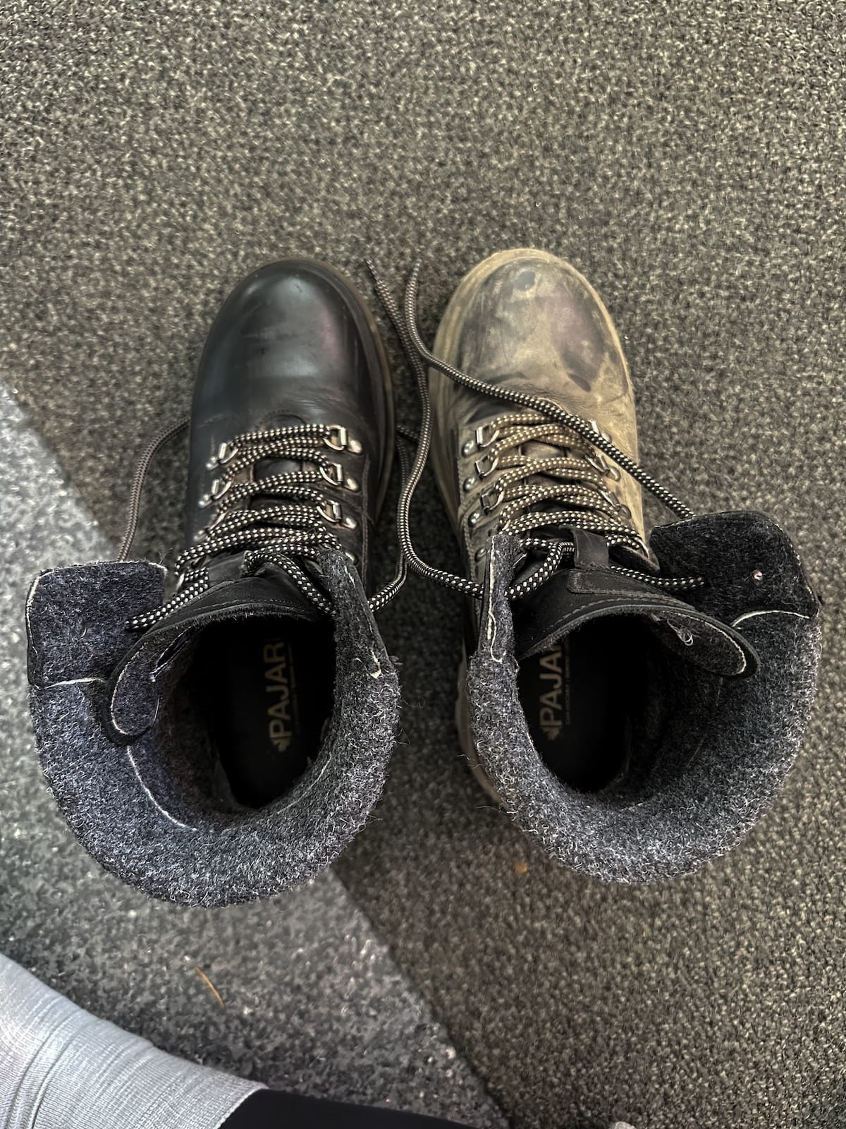 Cleaning my shoes after a September trip