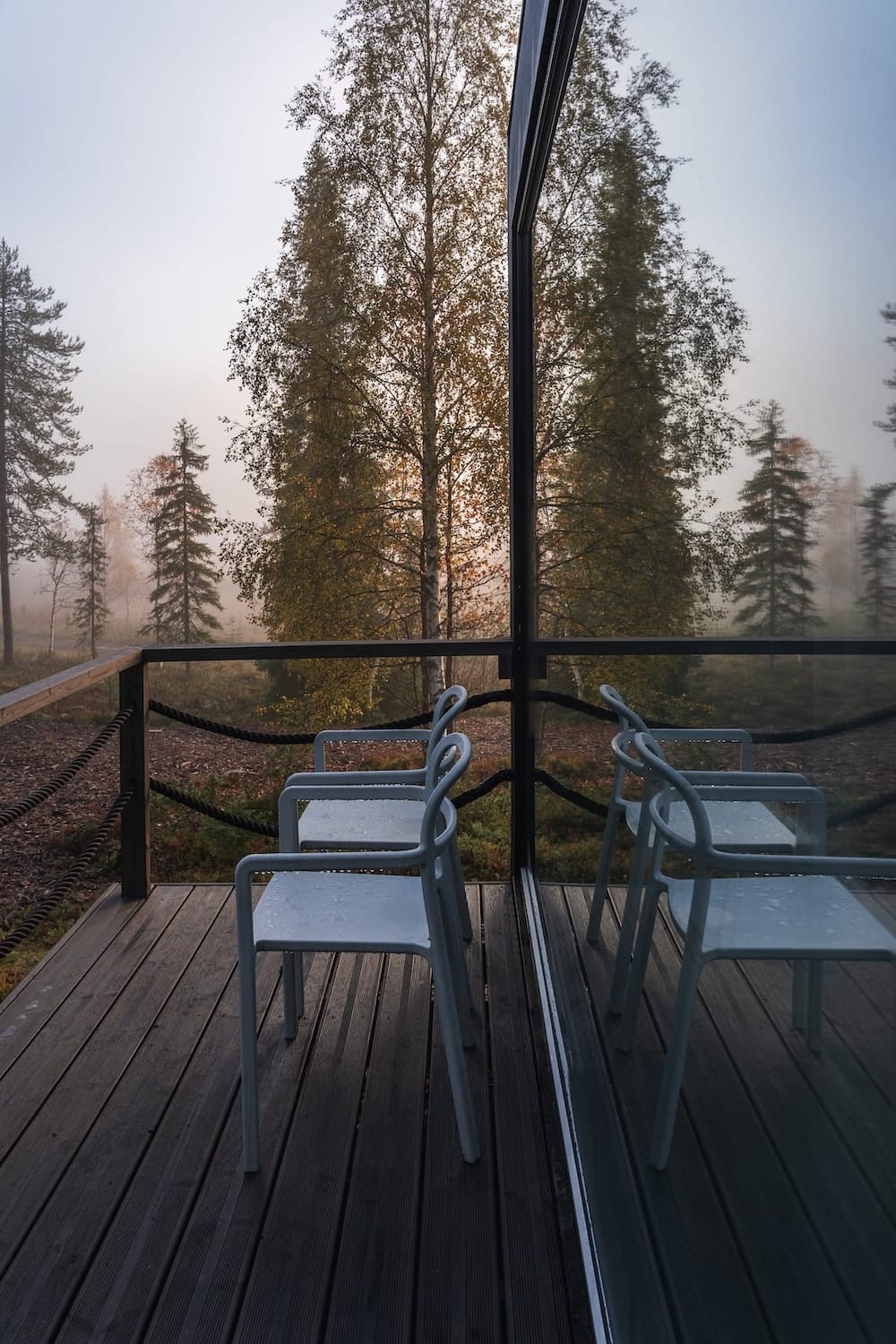 Each cabin has its own porch