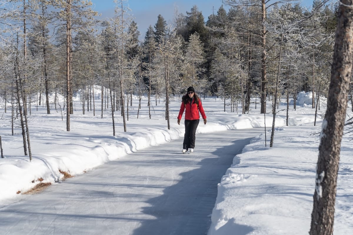 My friend Nikki showing off her ice-skating skills at Kotatieva