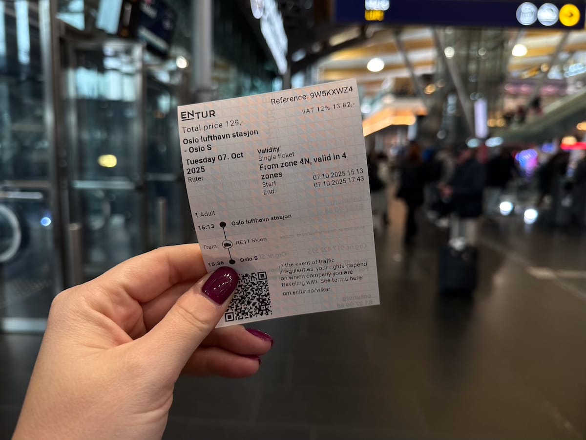 My Oslo Airport ticket in October 2025