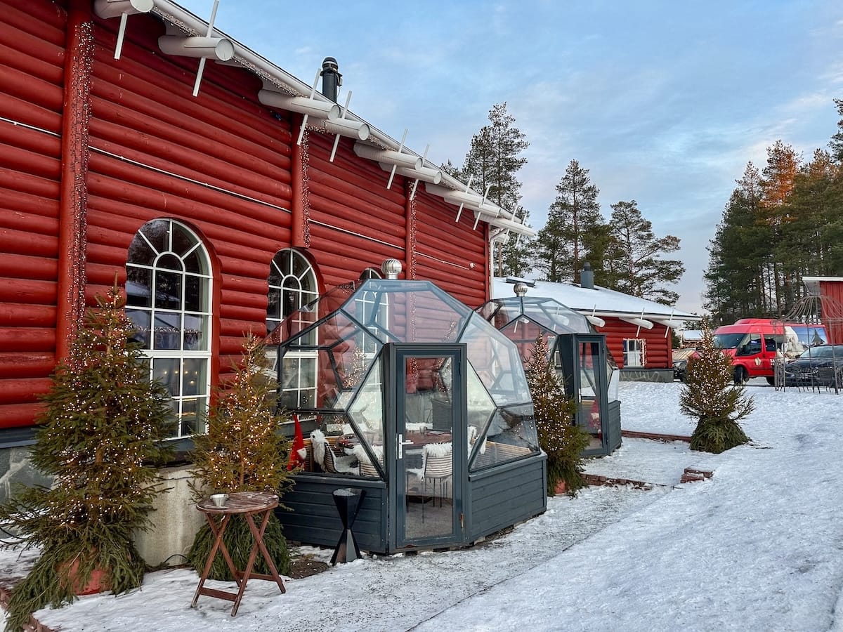Glass igloos at Three Elves in Rovaniemi