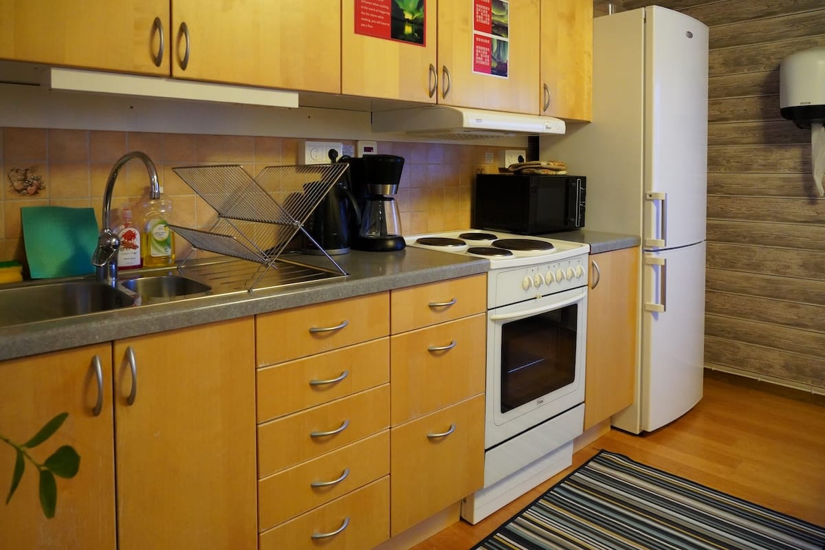 Kitchen inside Abisko Guesthouse