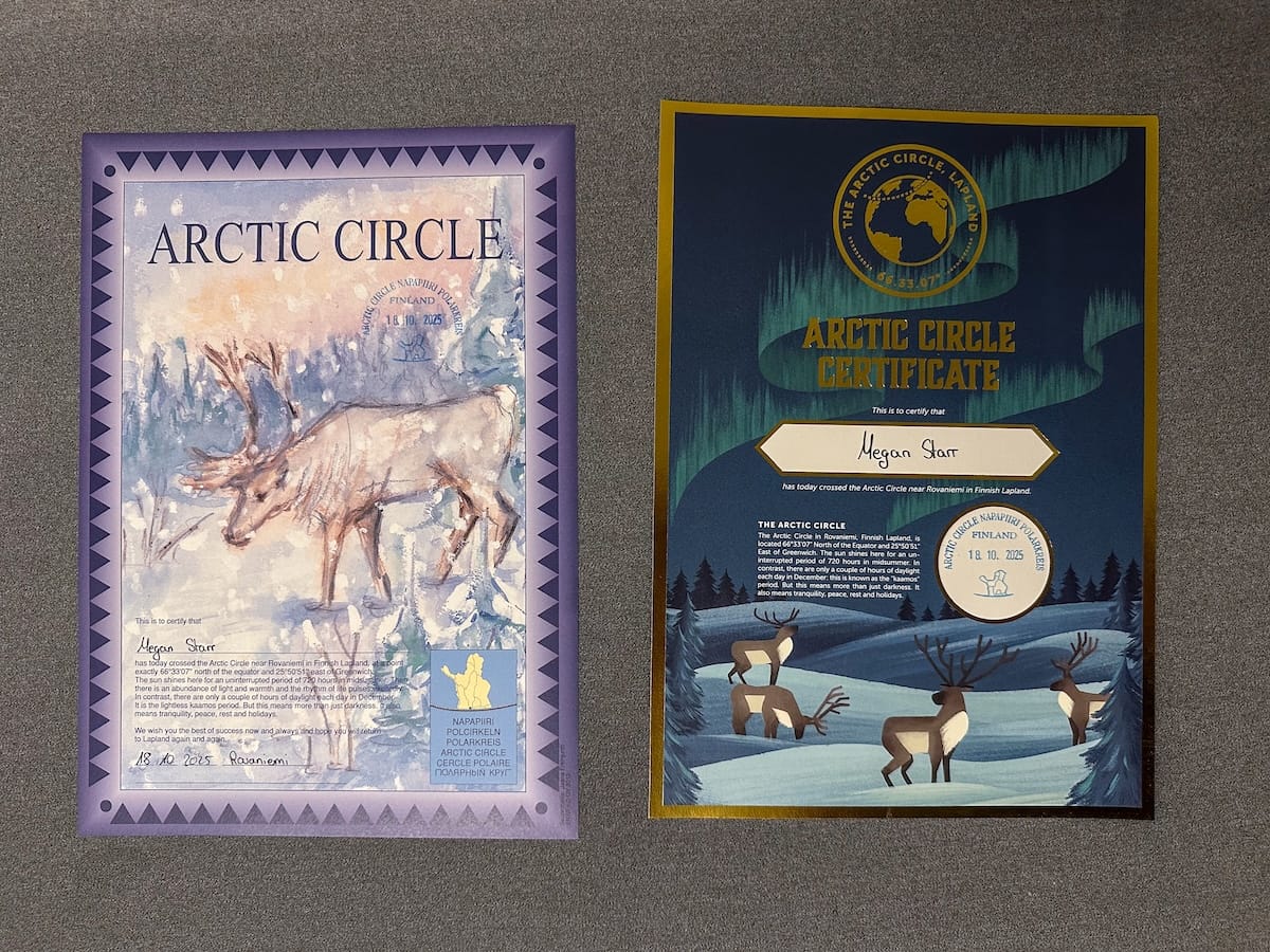 The Arctic Circle Certificates I got