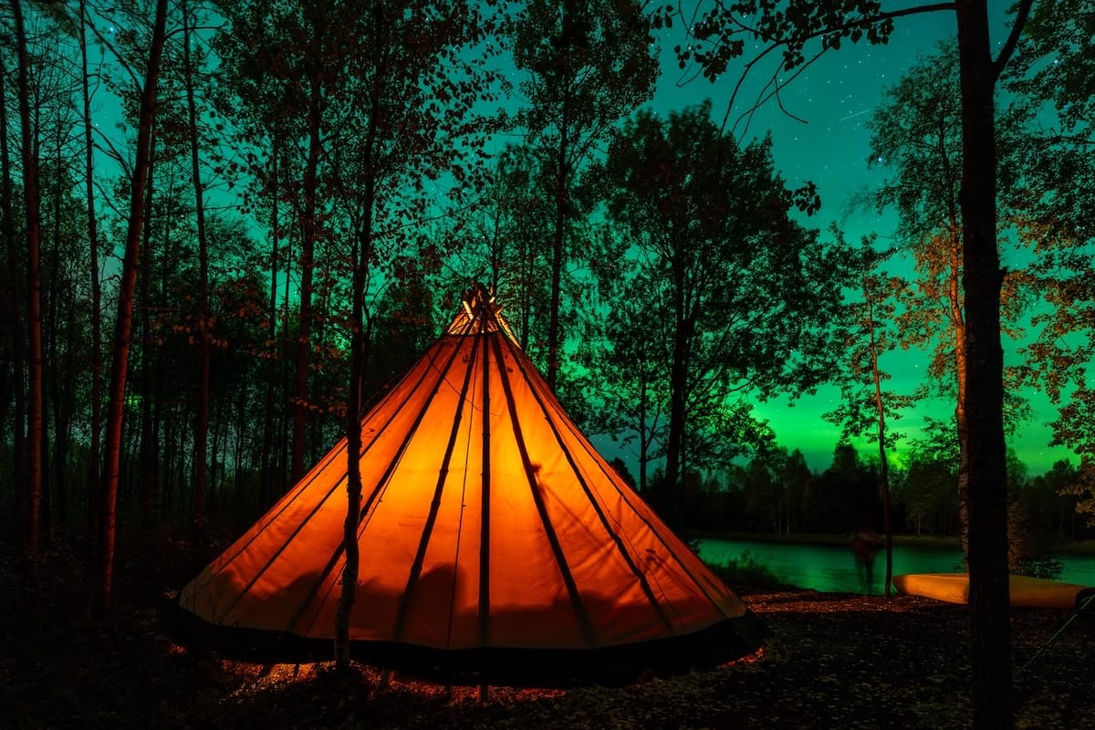 Watching the northern lights by the kota