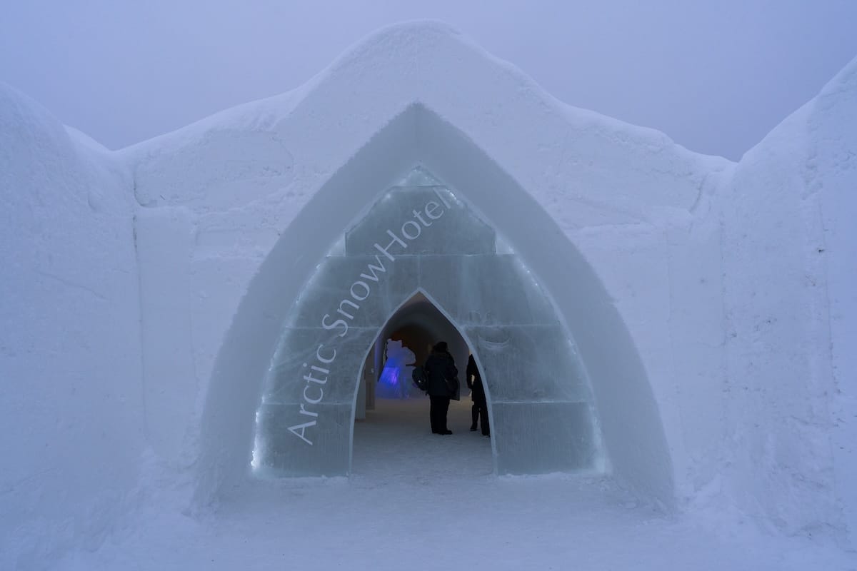 Visiting the Arctic SnowHotel in Rovaniemi
______

the entrance area to an ice hotel