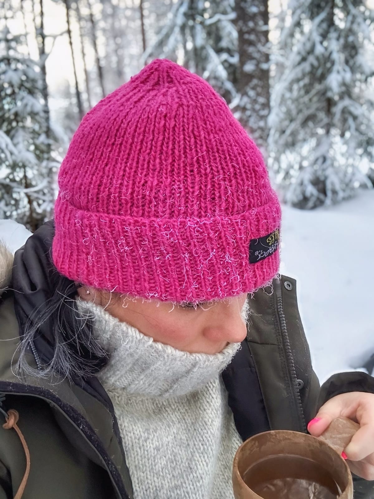 My frozen hair and hat in January here