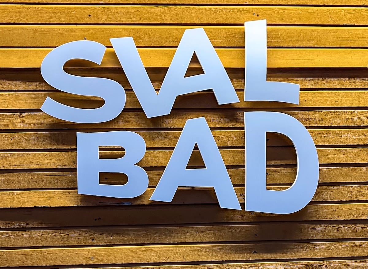 Visiting Svalbad Sauna in Svalbard
____
the letters 'svalbad' spelled out in logo form