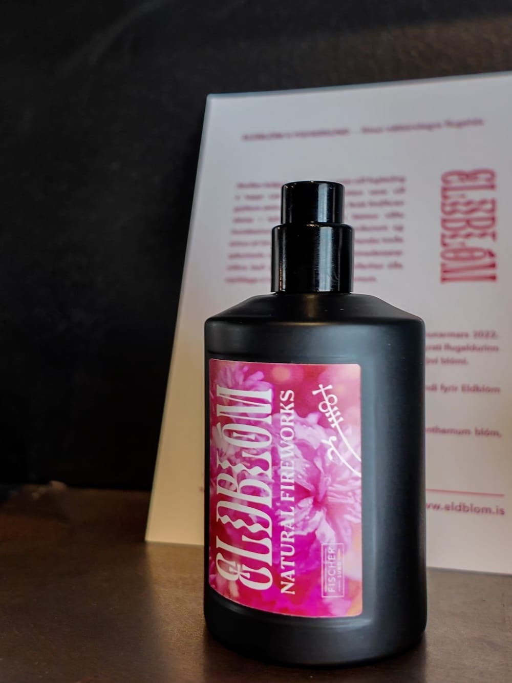 My fragrance tour at Fischersund in Reykjavík _____ a perfume bottle with a pink label