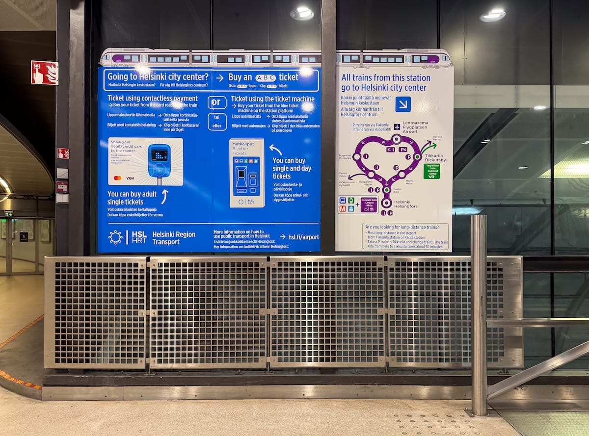 Signs with info right at the airport station