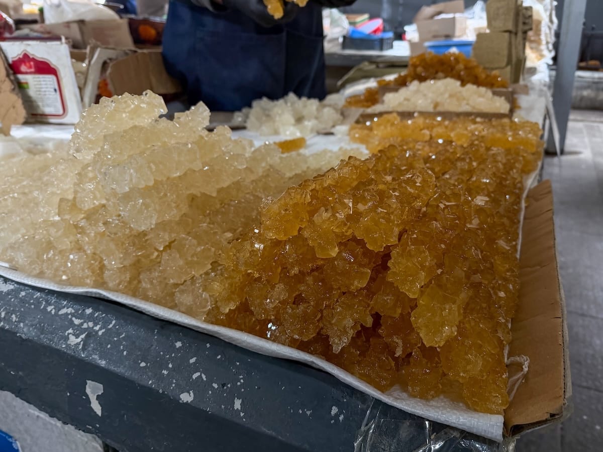 colored rock candy called navat at the bazaar