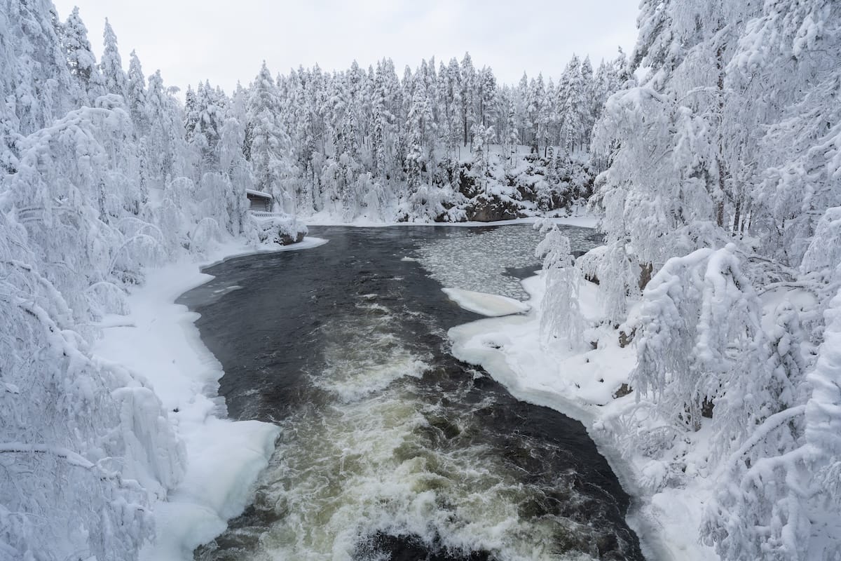 a river with ice chunks in in