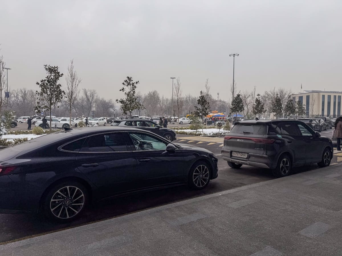 Taxi and transfer pickup area at the Tashkent Airport