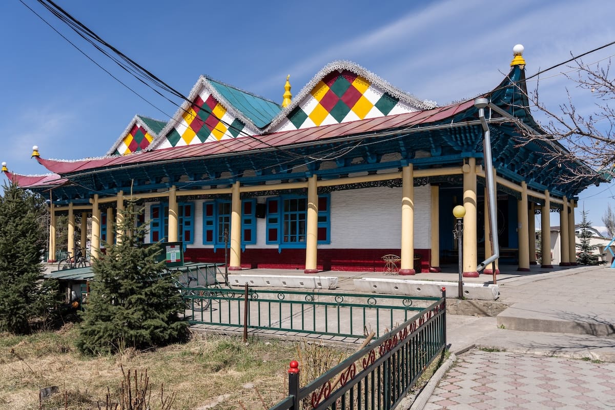 a colorful mosque in karakol