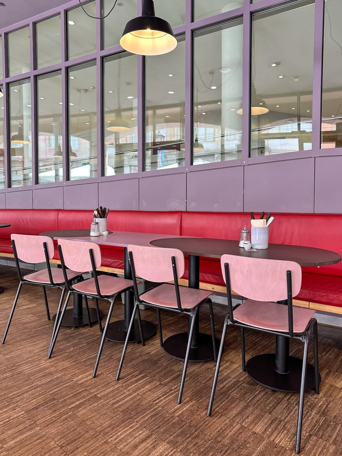 a pink and purple cafe