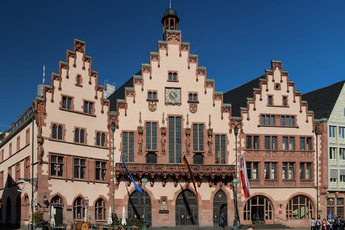 three buildings in a traditional german square