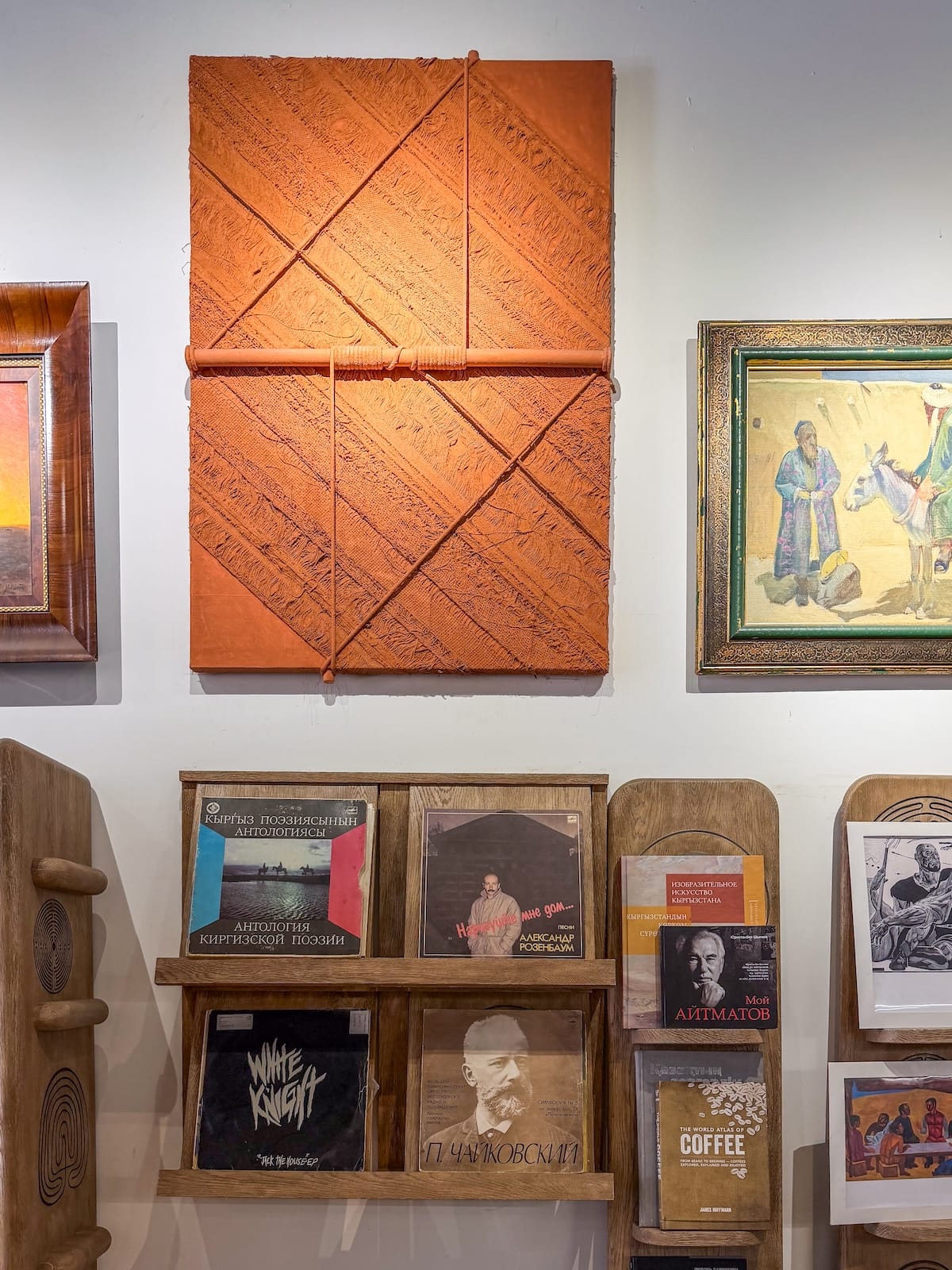 decor in a cafe (albums and artwork)