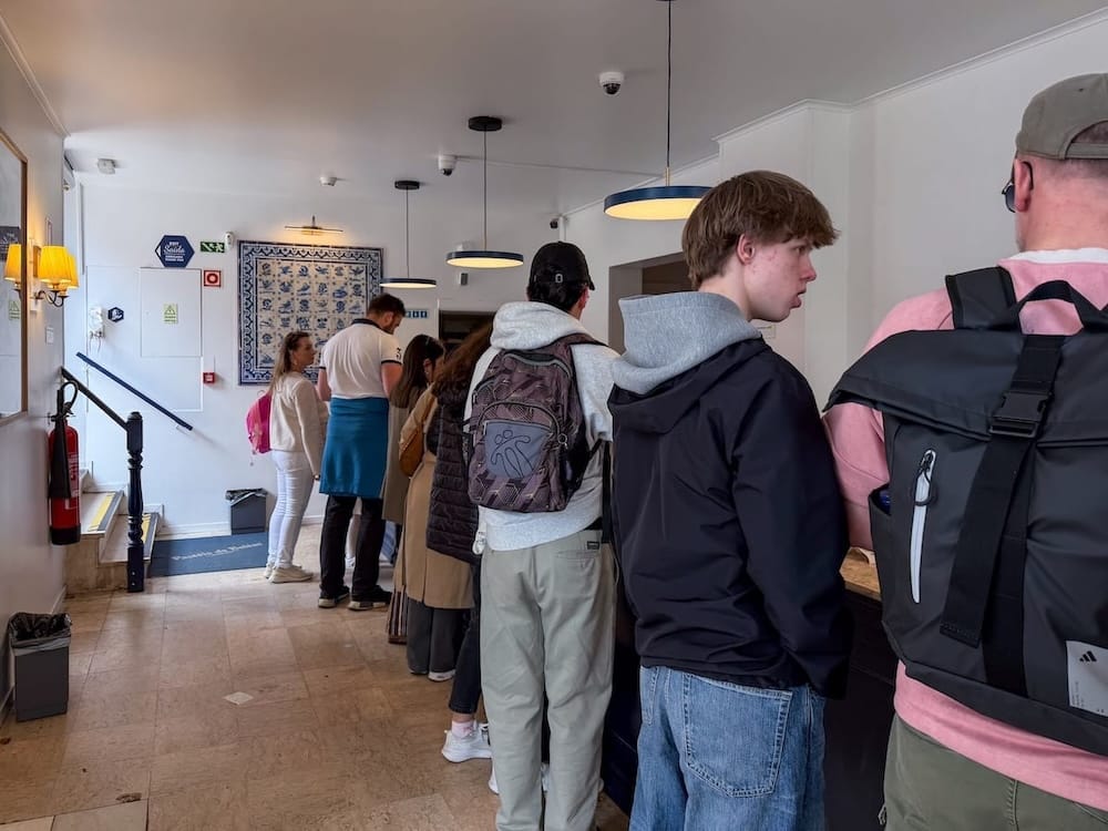 a line inside a bakery