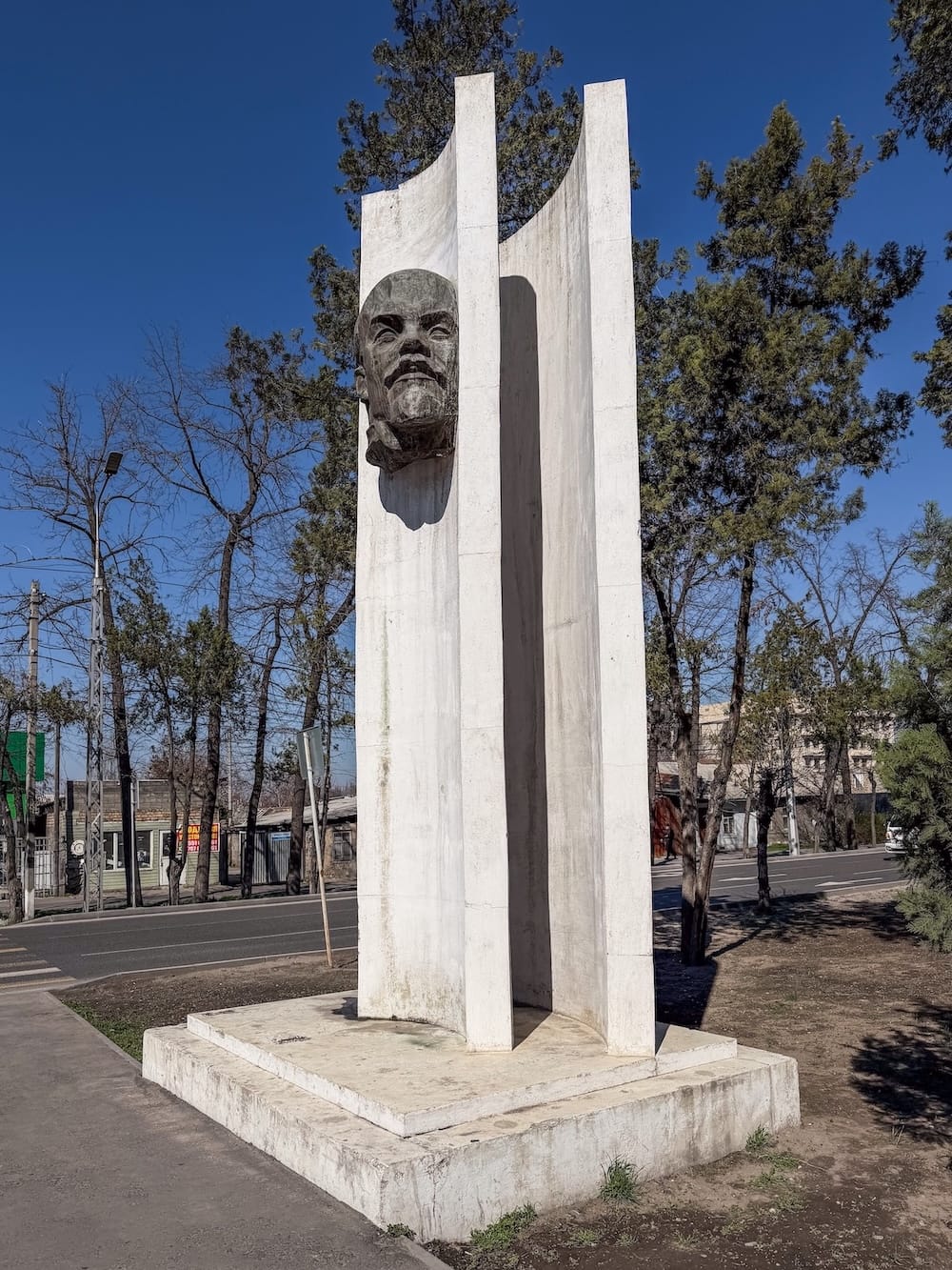 a monument of lenin in spring