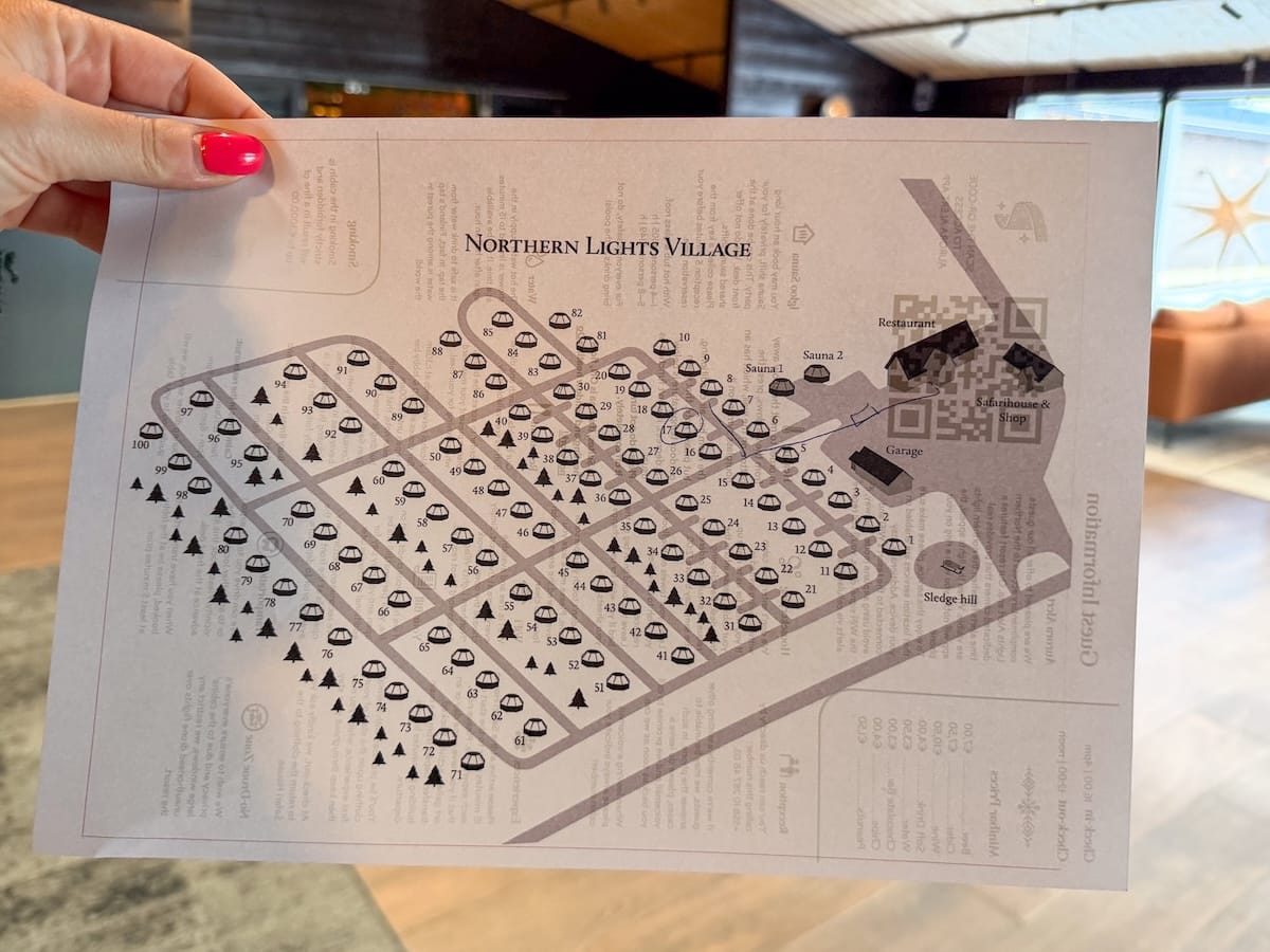 A map with 100 glass igloos on it