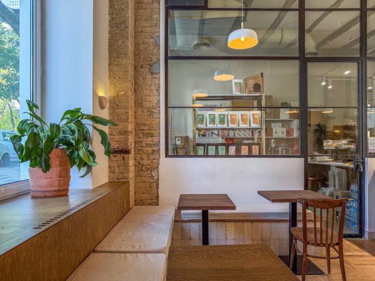Coffee shops and cafes in Tashkent guide a minimalistic cafe with a roastery behind a window