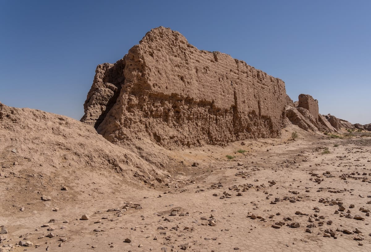 a fortress in the middle of the desert in uzbekistan