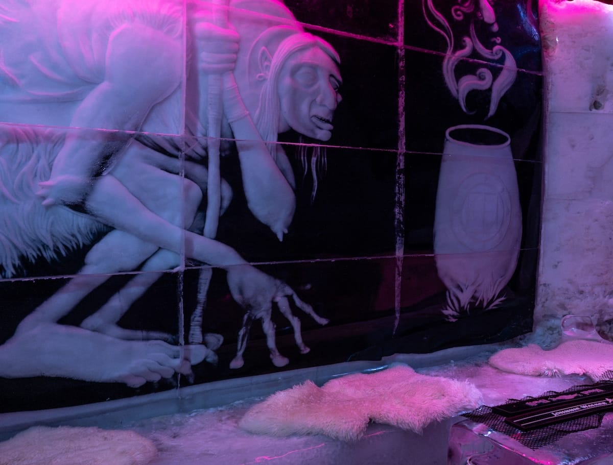 an ice gallery design in an ice bar in reykjavik