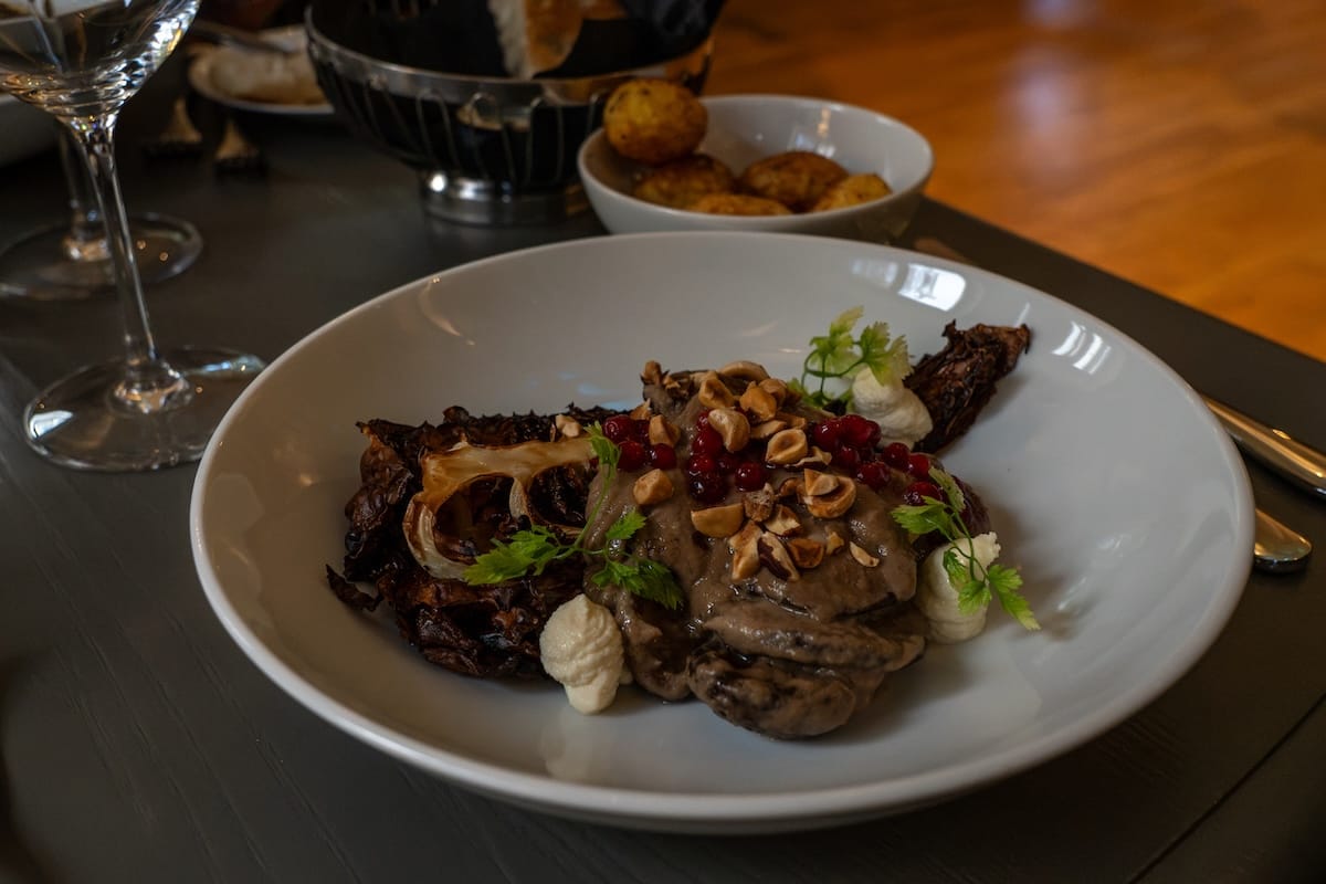 a vegetarian dish at a restaurant in sweden