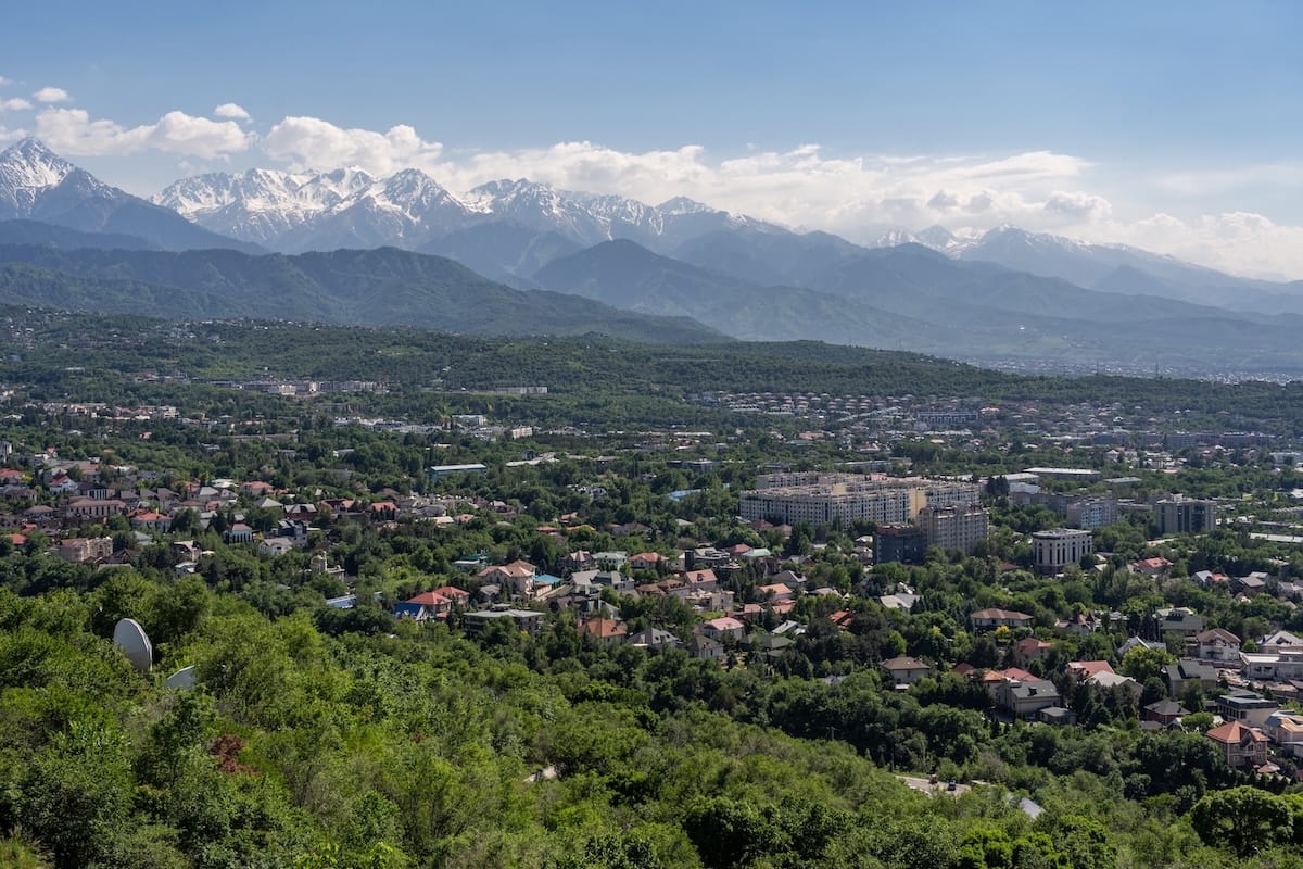 green views over a mountainous city 