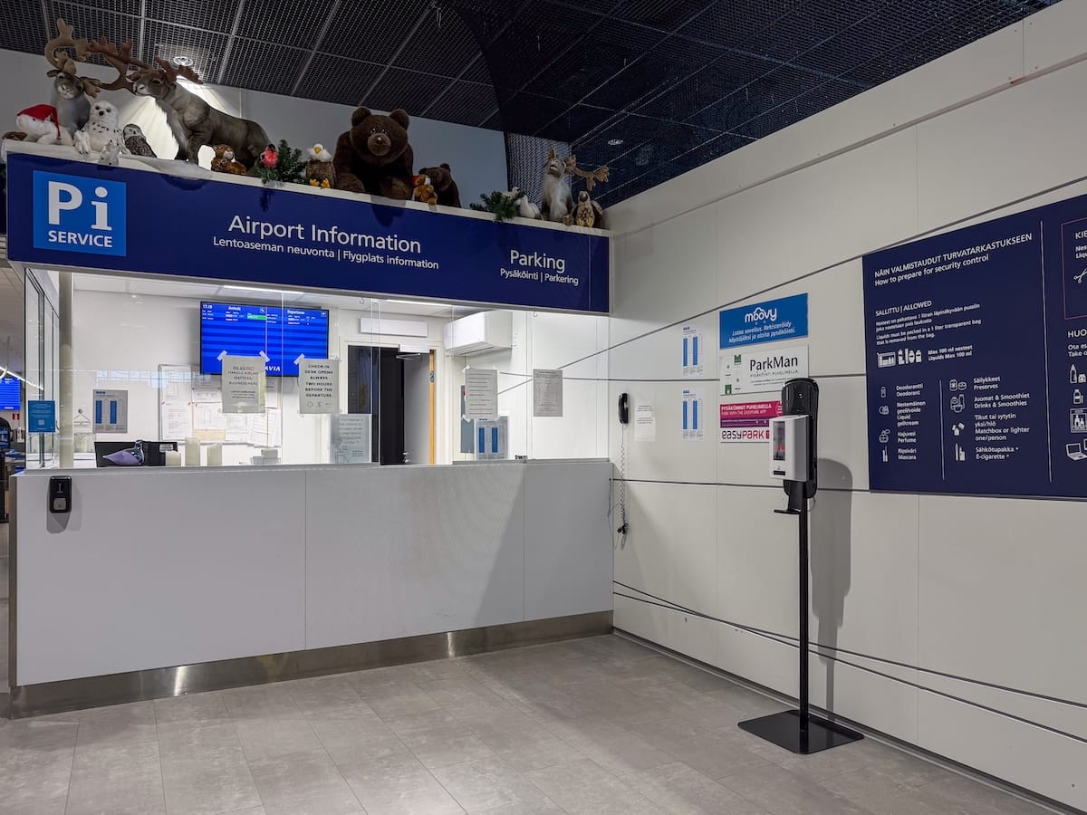 an information desk at an airport in Rovaniemi