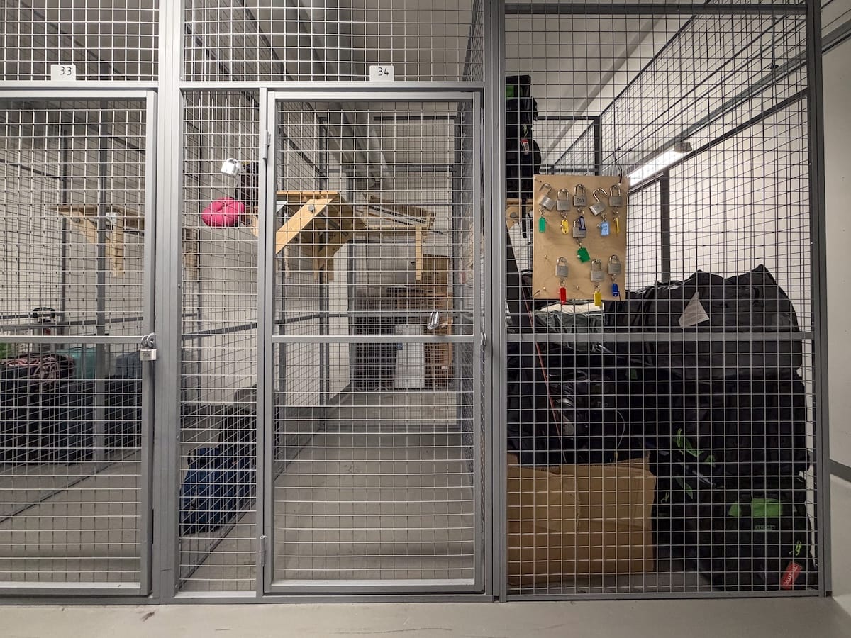 metal lockers inside a basement for luggage storage | Luggage storage in Rovaniemi