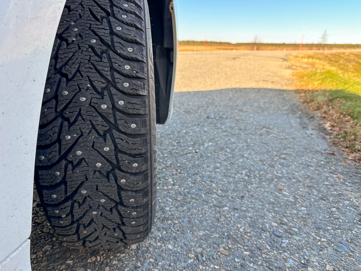 studs on the tires of a rental car