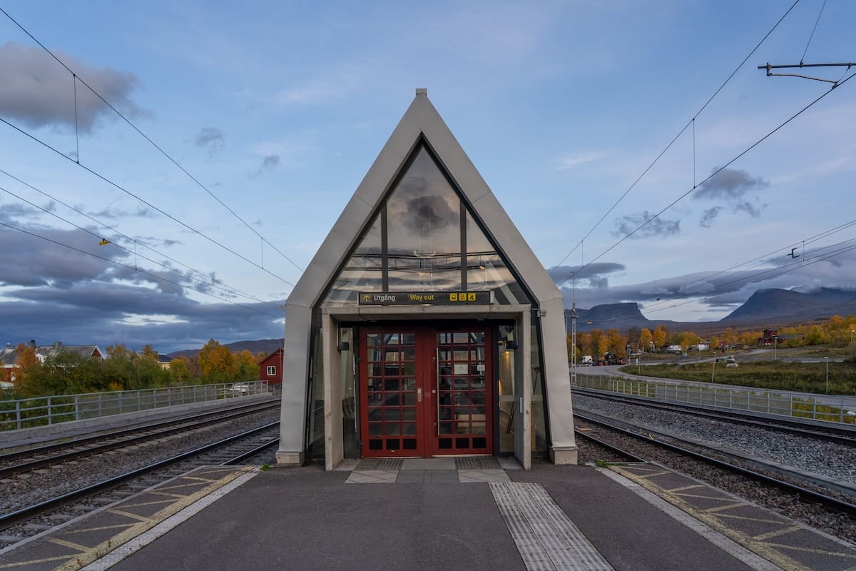 a platform at a train station in Abisko, Sweden