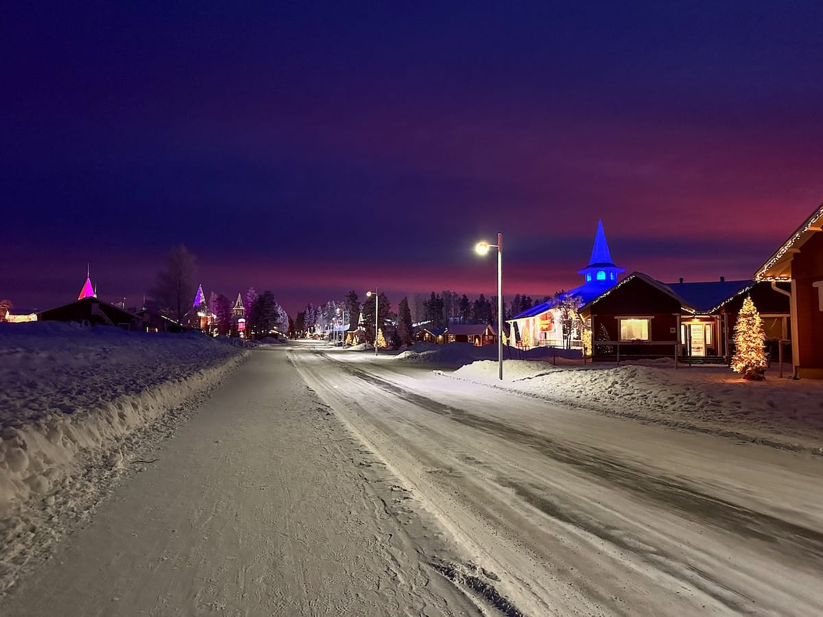 The skies at Santa Claus Village in winter